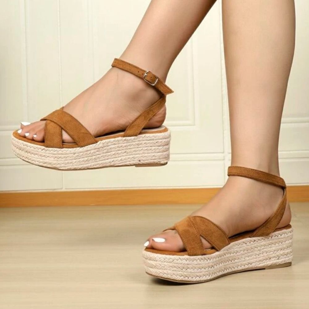 FERGALIECIOUS POUNCE WEDGE STYLE ANKLE STRAP OPEN TOE SANDAL